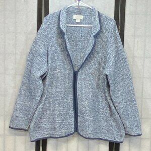 C.J. Banks Blue Zip Front Cardigan Sweater Woven Knit Long Sleeve Cozy Layer 3X